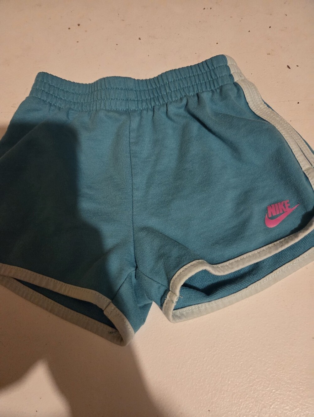 Nike Teal Shorts with Pink Logo and Light Trim
